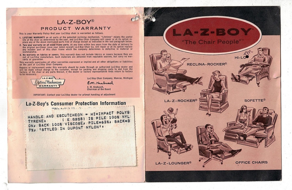 1960s La-Z-Boy Recliner Original Chair Tag #210 Lazy Boy | eBay