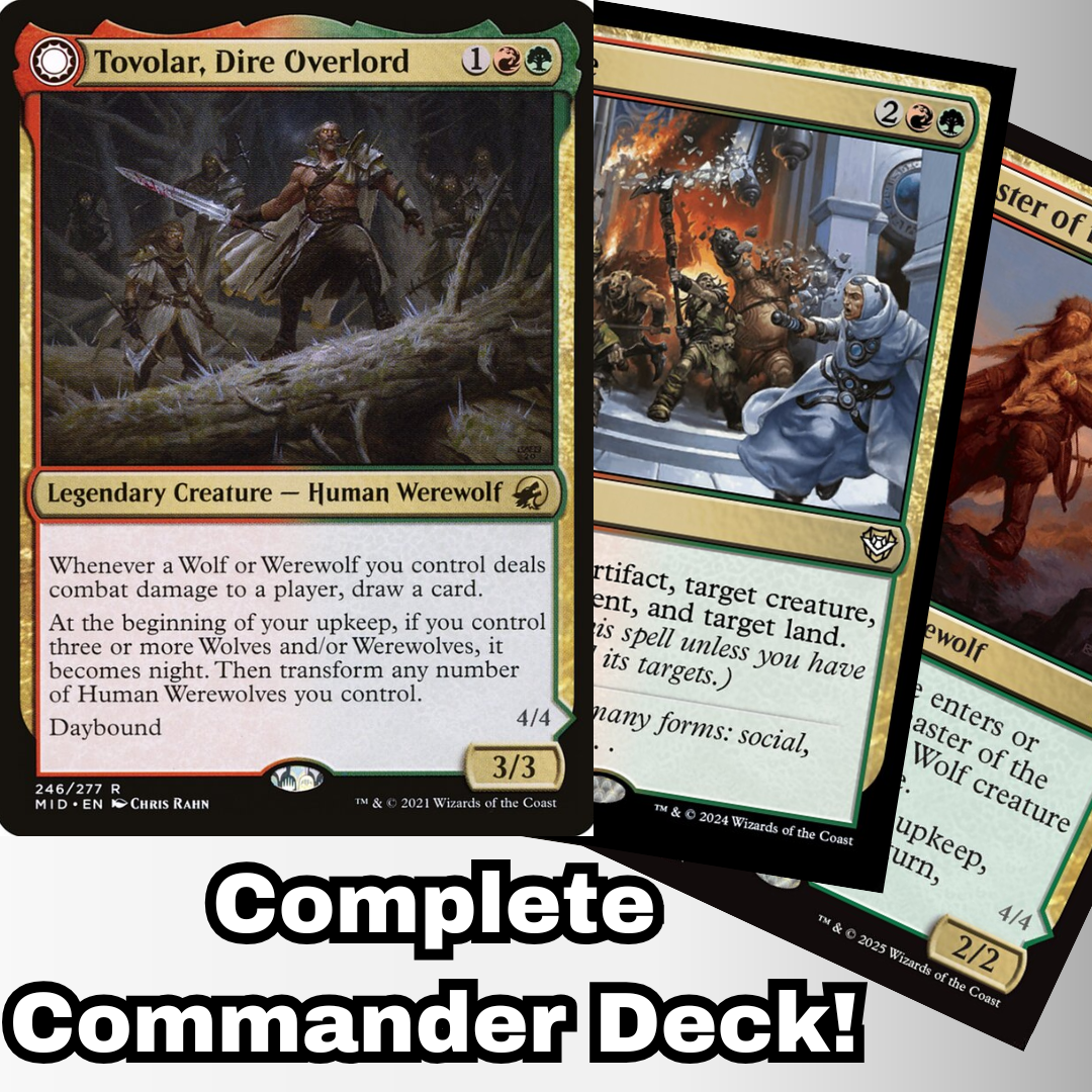 werewolf commander deck mtg Elite - Tovolar - Gruul - Red Green - EDH - 100 Card - Custom Magic The Gathering Deck His backside pumps a wolf w/ trample to smash through your opponents defenses. Tovolar, Dire Overlord Werewolves Werewolf