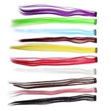 10 Pcs Fashion Hairpieces Extensions Highlights Colored Party Clip Women