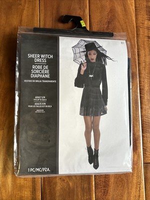 sheer witch dress Black Velvet Witch Dress: Celestial Stars, Long Chiffon Sleeves