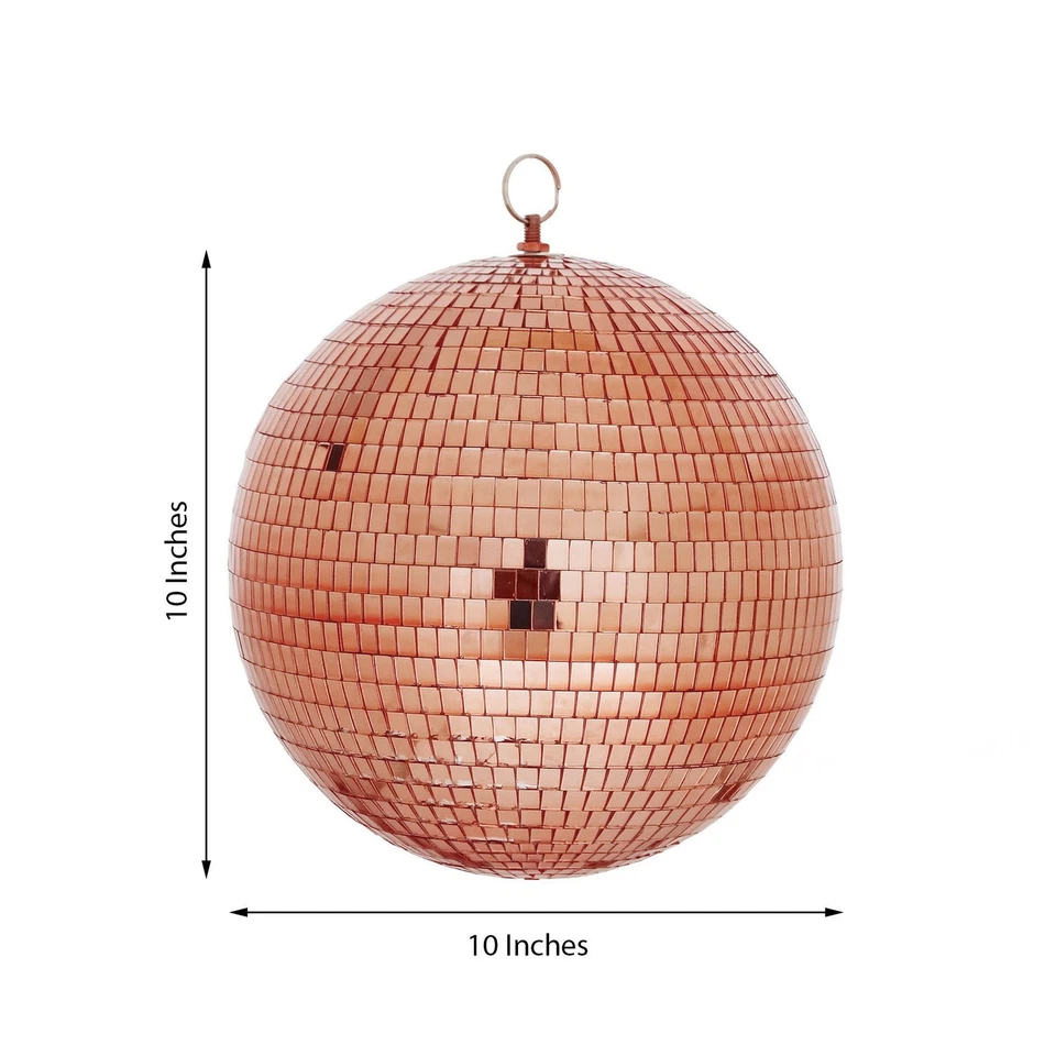 2 Bolas Espejo Vidrio Oro Rosa 10" Ancho Adornos Fiesta Boda Hogar Decoraciones Foto 4 de 4