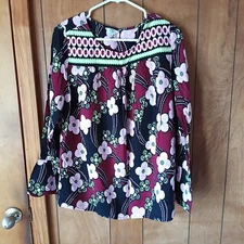 Crown & Ivy Plus Size Women's Bright Floral Long Sleeve Pullover Top Size 0X
