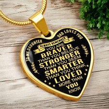 To My Daughter Necklace Heart Pendant Gift From Father Remember Dad Loves You