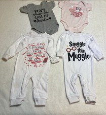 Little Girls Clothes Lot Bodysuits  Sleepers With Funny Statements 3-6 Months