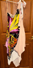 Free People Small One Shoulder Dress Butterfly Print Asymmetrical boho festival