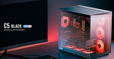 Antec C5 ARGB ATX mATX Seamless Edge to Edge Black Gaming Case 270 degrees