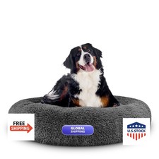 The Dog's Balls Calming Donut Dog Bed 7-GREY-FUR-XL Machine Washable