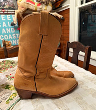 Frye Mens Western Cowboy Boots Tan Leather US 13 Made in USA Model 1623705