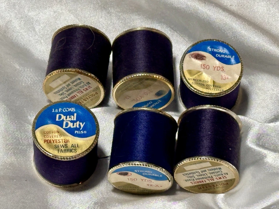 LOT of 6 J&P Coats ROYAL BLUE/PURPLE #12A & #13C Thread 300 Yd VARIOUS - Image 2 of 4