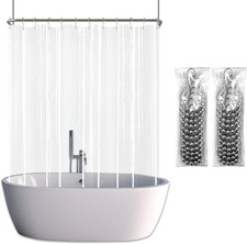  Clawfoot Tub Shower Curtain, Wrap Around Clear Shower Curtain Liner with 6 Bott