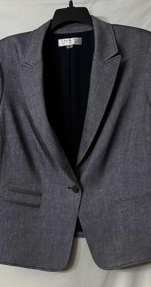 NWT Tahari Arthur S. Levine Womens Linen Blend Blue Dress Blazer Plus Size 18W - Image 3 of 4