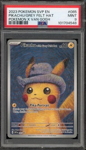 Pokemon Pikachu with Grey Felt Hat Van Gogh Full Art Promo SVP EN 085 PSA 9 Mint