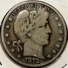 1912-S Barber Silver Half Dollar 50C with Fine details