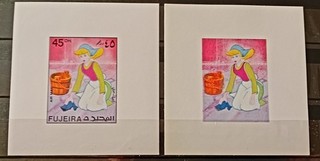 UAE Fujeira Trucial States Disney 2 deluxe issues 45 D with huge error .Rare
