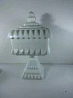 Vintage Westmoreland Wedding Cake Box Milk Glass Square Pedestal Beaded Ornate