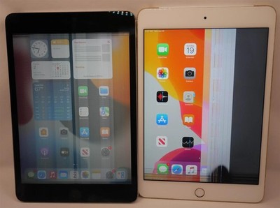 Lot 2 Apple iPad Mini 4th Gen A1550 7.9'' 128GB Wi-Fi + Cellular - Cracked