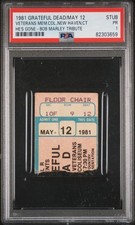 Grateful Dead PSA Concert Ticket Stub Hes Gone Bob Marley Tribute Song 5/12/1981