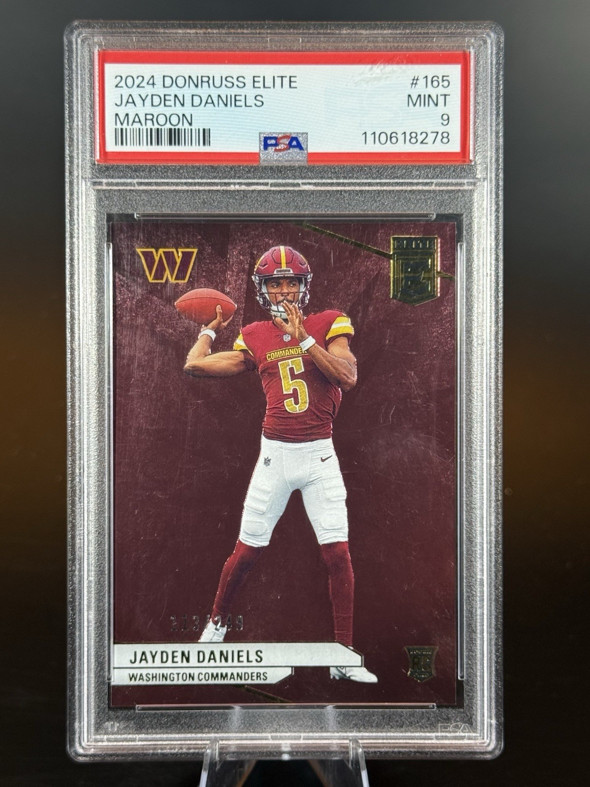2024 Panini Donruss Elite - Jayden Daniels #165 Maroon Rookie /249 PSA 9