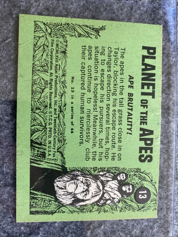 1967 topps | planet of the apes RARE TEST Issue | #13 “Ape Brutality!” - Image 2 of 2