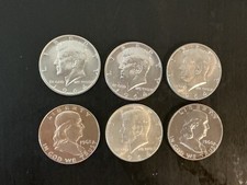 6  BU.  JFK and Franklin 90% Silver halves.