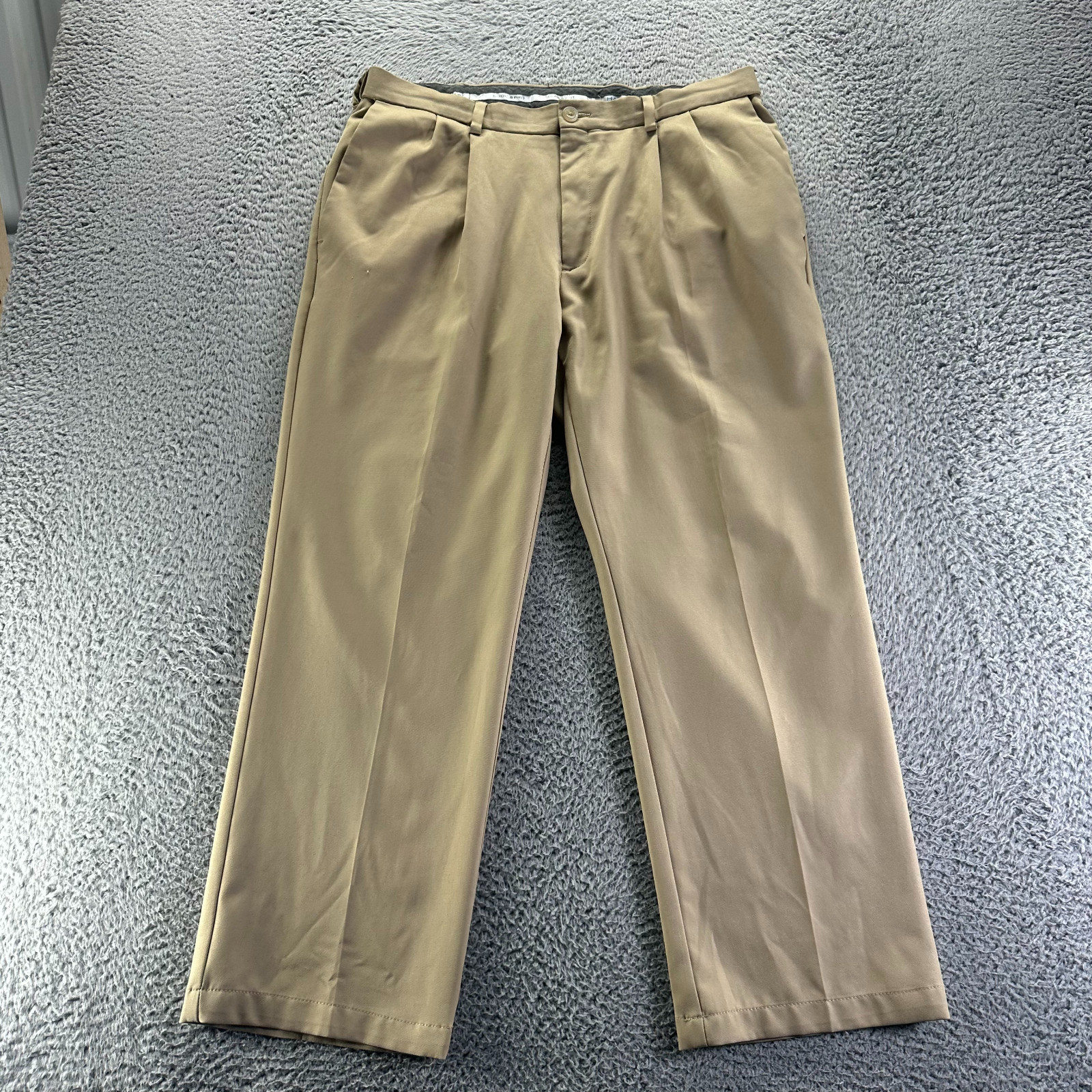 Haggar Cool 18 Pro Pant Mens 36x29 Brown Polyester Dress Straight Office Formal