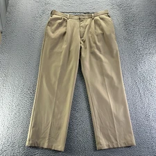 Haggar Cool 18 Pro Pant Mens 36x29 Brown Polyester Dress Straight Office Formal
