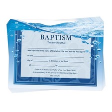 YHNTGB 50Pcs Baptism Certificates for Church Blank Baby Dedication Award Blue