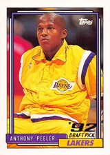 Anthony Peeler 1992-93 Topps 288 Los Angeles Lakers Rookie BASKETBALL Card. rookie card picture