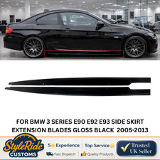 FOR BMW 3 SERIES E90 E92 E93 SIDE SKIRT EXTENSION BLADES GLOSS BLACK  2005-2013