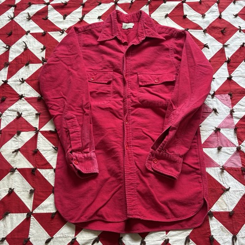 Vintage LL Bean Chamois Script Label Flannel Shirt Mens As Is Worn Faded Outdoor