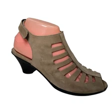 ARCHE Enexor Women's Sand nubuck caged slingback comfort Sandals sz 38/7.5-8