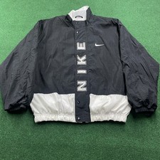 Vintage 90S Nike Jacket Mens L Black Spellout Embroidered Swoosh Full Zip Coat