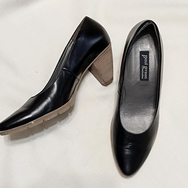 Women Paul Green Heels Black Leather 39 #C4A5