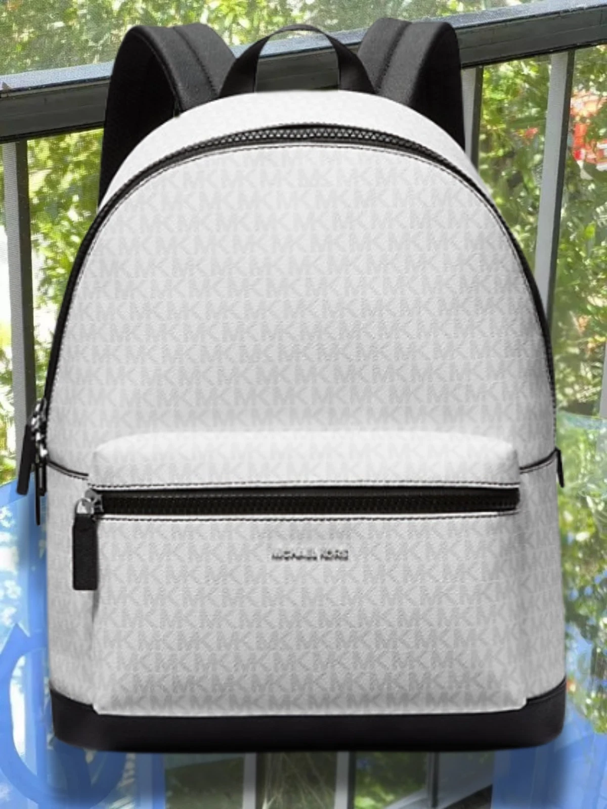 Michael Kors Cooper Men Zipper Front Pocket Travel Backpack Bag Bright White MK