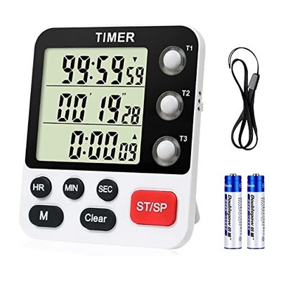 Digital 3 Channels Kitchen Cooking Multiple Timer With Large Lcd Count Up Down S