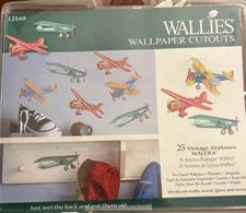 NEW! Wallies Wallpaper Cutouts-25 Vintage Airplanes Washable- Strippable Painted