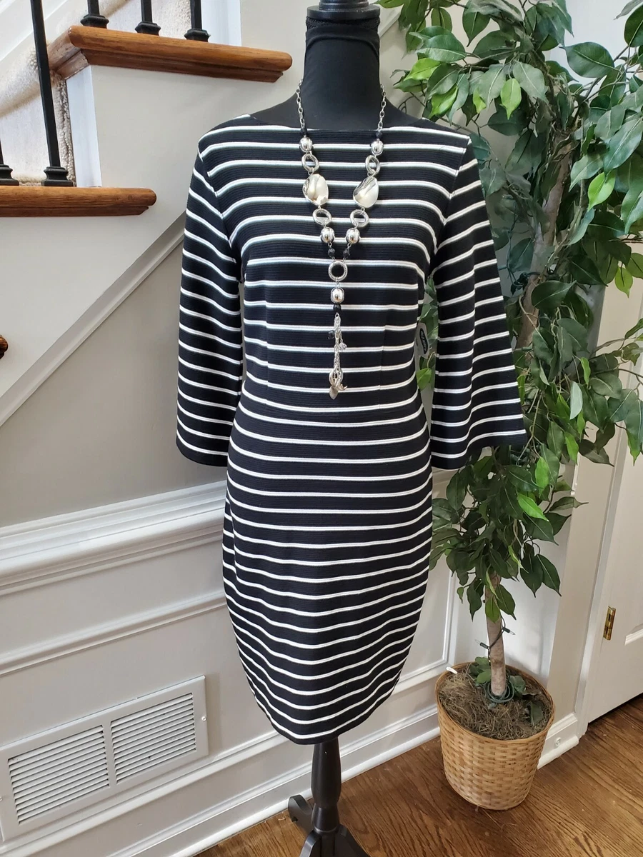 Navy boat top neck dress