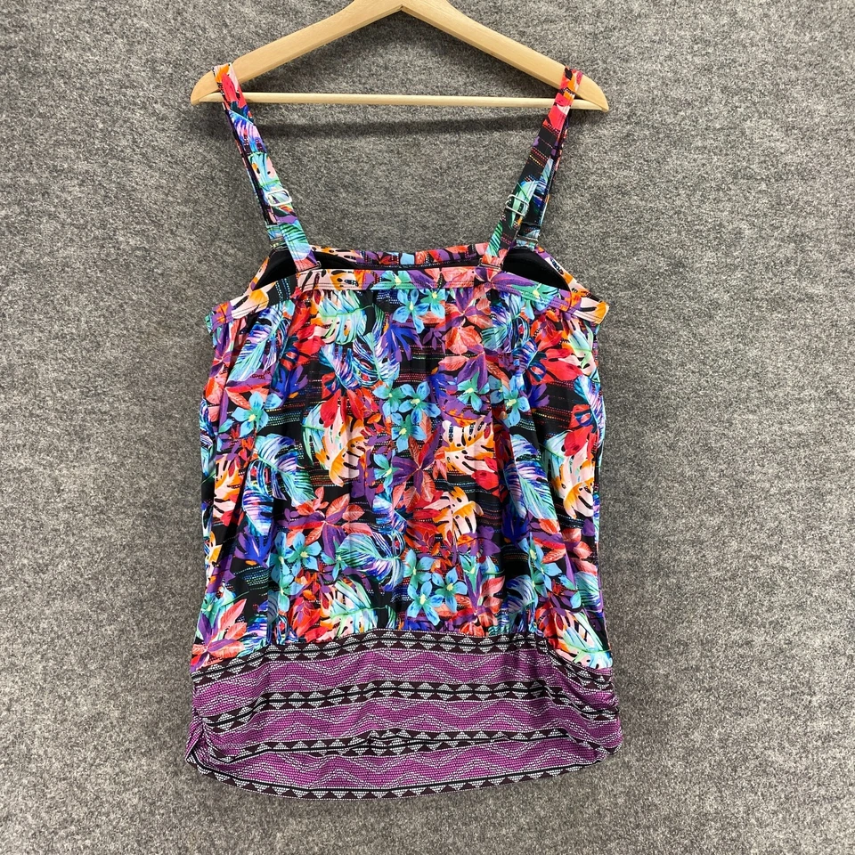 Camiseta Tankini Sin Marca Mujer M Mediana Azul Floral Sin Mangas Push Up Cuello Cuadrado Foto 2 de 4