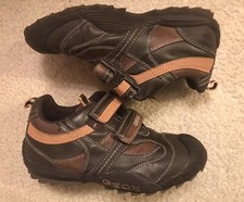 Big Kids Boys Geox Respira Brown Leather Sneakers Barely Worn Sz 3US/34 EU