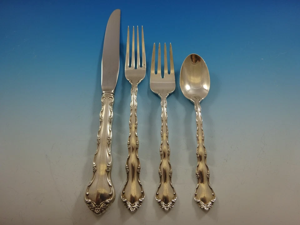 Столовые приборы Tara от Reed and Barton из чистого серебра сервировка для 8 комплектов 40 предметов - Изображение 3 из 4