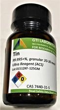 Tin, 99.995+%, granular 20-30 mesh, Ultra Reagent (ACS), 125g