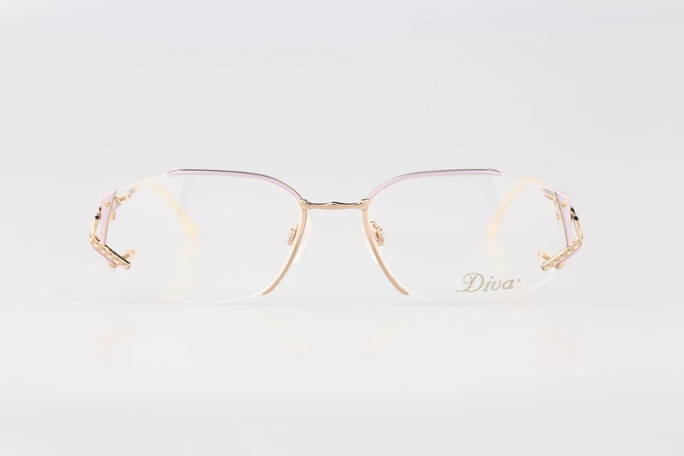 Diva 5182 269 90s perla blanco y oro pedrería rectangular marcos de gafas Nuevo de Lote Antiguo Foto 2 de 4