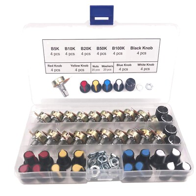 Vielseitiger Linear Potentiometer B5K-B100K mit Knöpfen   20 Stück für Projekte