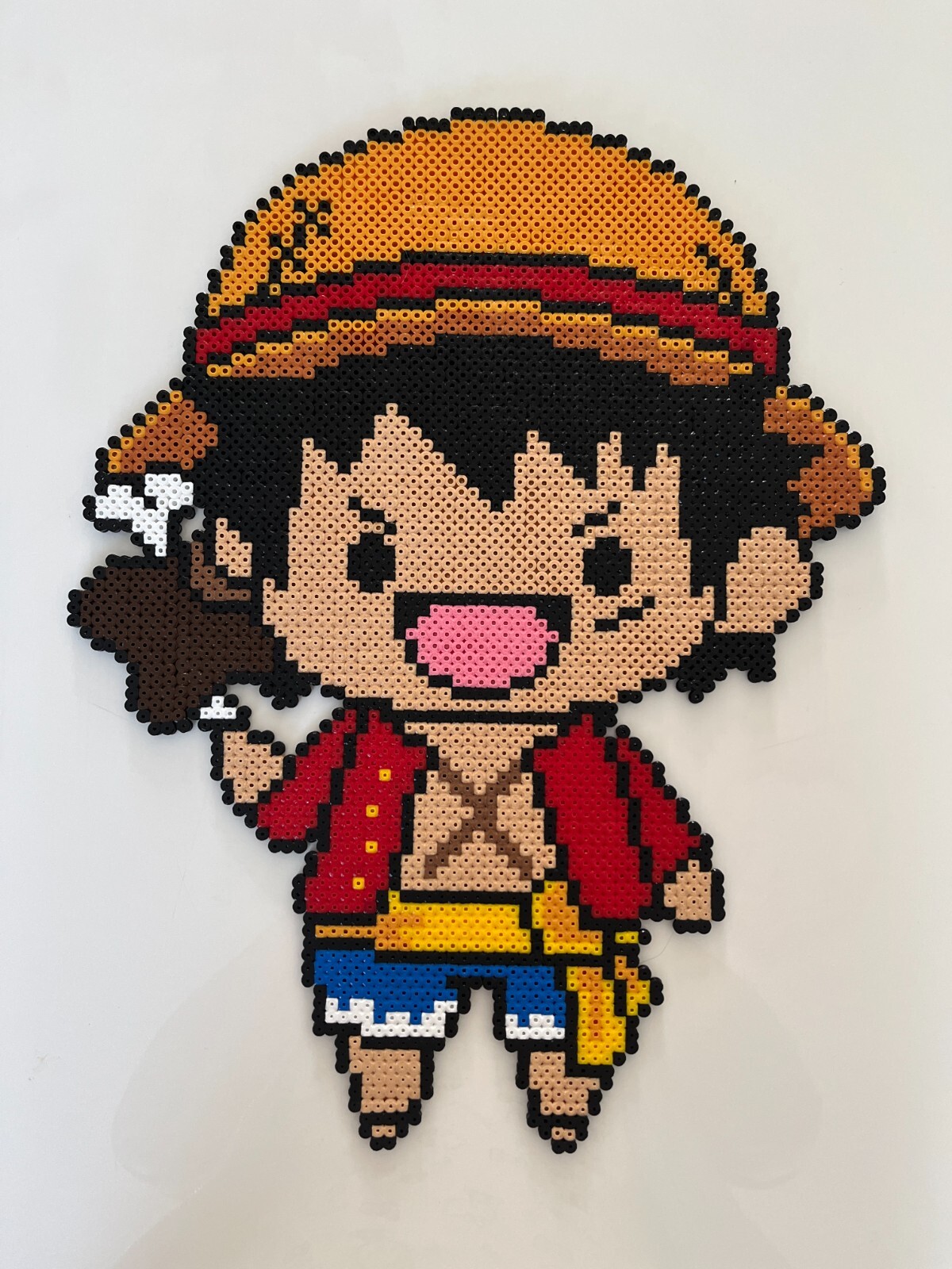 Perles à repasser Luffy Kawaii One Piece kit pixel art fait main avec figurine