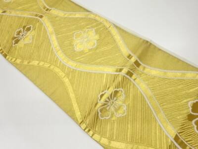 6357261: JAPANESE KIMONO / VINTAGE FUKURO OBI / WOVEN FLOWER
