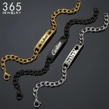 Engrave Name Bracelet For Men Personalized Nameplate Jewelry Birthday Gift New