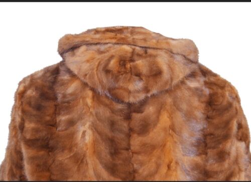 Men's Golden Real Mink Fur Sculptured Hooded Jacket Coat All Sizes Pre sale - Picture 7 of 7
