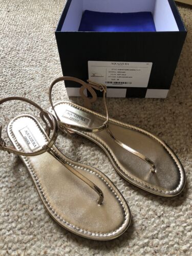 Aquazzura Almost Bare Sandals - Gold Patient - Size 38 - Picture 1 of 2