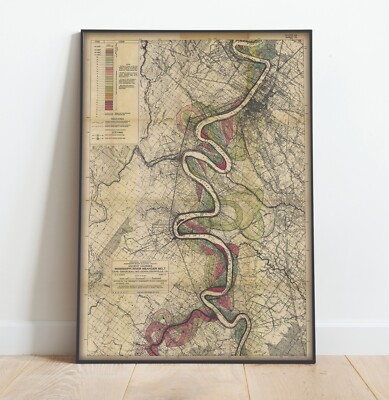 Sheet 15 - 1944 Map Mississippi River Meander Belt Missisippi Print Harold Fisk