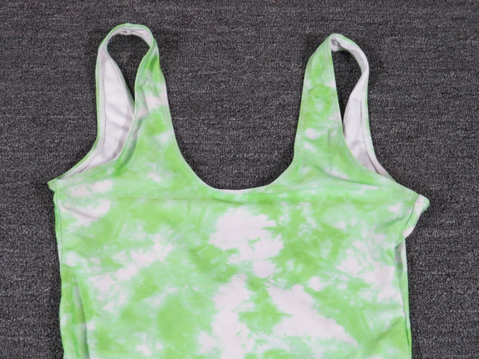 Traje de baño Boohoo talla 8 verde blanco correas cómodas estilo tanque de una pieza Foto 2 de 4